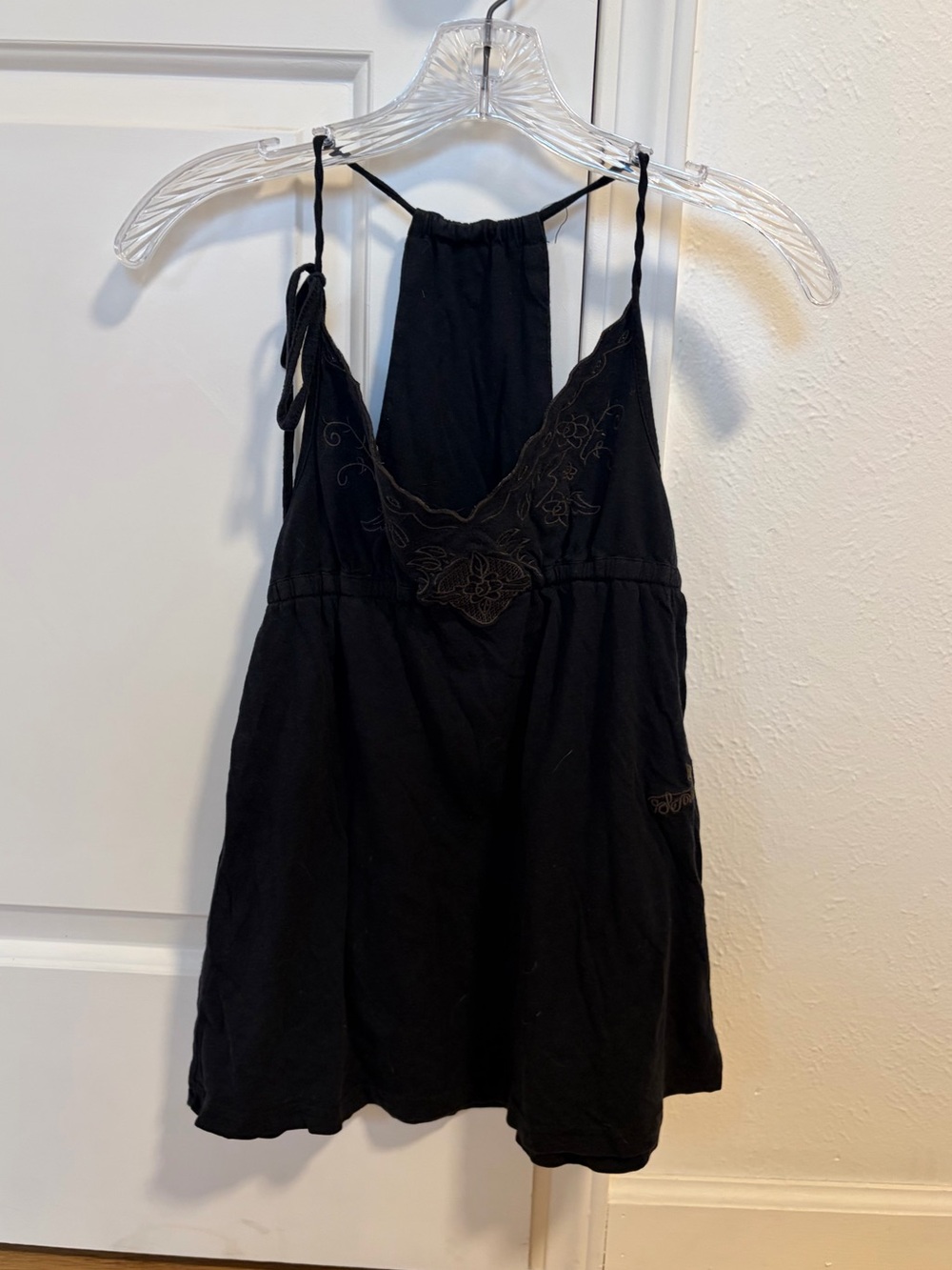 Volcom Black Women's Embroidered Halter Camisole